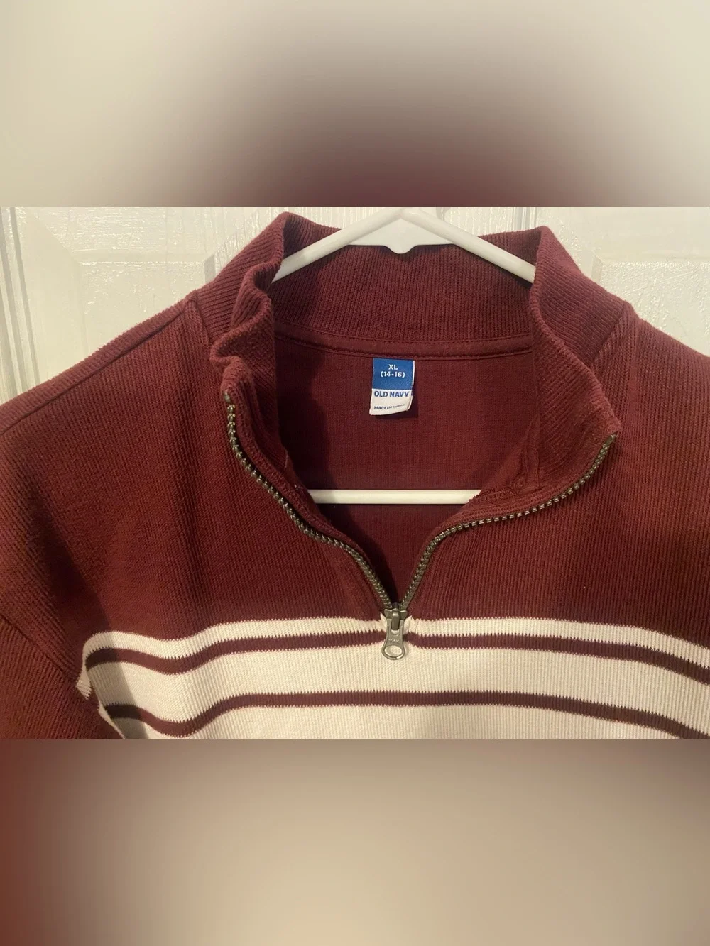 🍁 Old Navy Boys XL (14-16) Burgundy 1/4 Zip Pullover Sweater 🍁